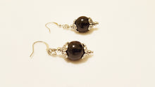 Load image into Gallery viewer, Black glass pearl earrings