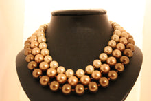 Load image into Gallery viewer, Triple strand chocolate pearl necklace
