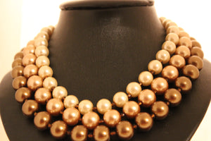 Triple strand chocolate pearl necklace
