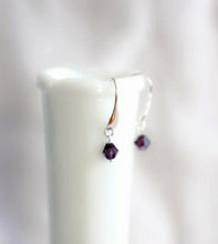 Load image into Gallery viewer, Sterling silver drop earrings - purple crystals