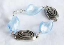 Load image into Gallery viewer, Twisted sky blue pewter bracelet