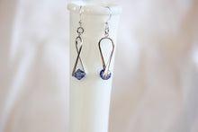 Load image into Gallery viewer, &#39;A little bent&#39; earrings - silver with lilac crystal