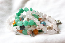 Load image into Gallery viewer, Rainbow jade gemstone charm bracelet - stainless steel charms