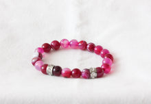 Load image into Gallery viewer, Cranberry sardonyx charm bracelet - stainless steel rondelle crystal