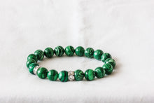 Load image into Gallery viewer, Malachite charm bracelet - stainless steel rondelle crystal