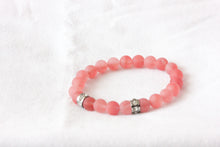 Load image into Gallery viewer, Cherry quartz charm bracelet - stainless steel rondelle crystal