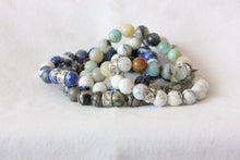 Load image into Gallery viewer, Howlite charm bracelet - stainless steel rondelle crystal