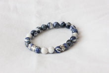 Load image into Gallery viewer, Sodalite charm bracelet - stainless steel rondelle crystal