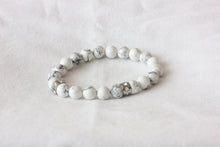 Load image into Gallery viewer, Howlite charm bracelet - stainless steel rondelle crystal