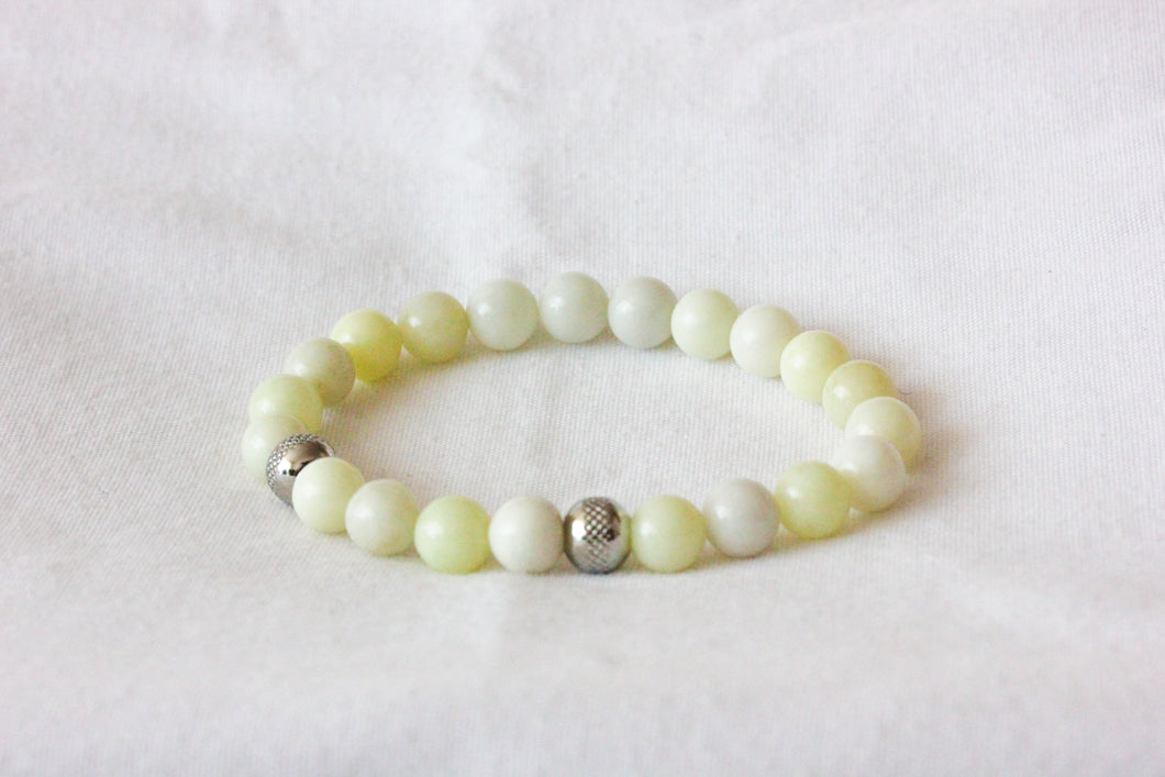 Ivory jade charm bracelet - stainless steel connector