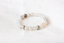 Load image into Gallery viewer, White moss agate charm bracelet - stainless steel connector