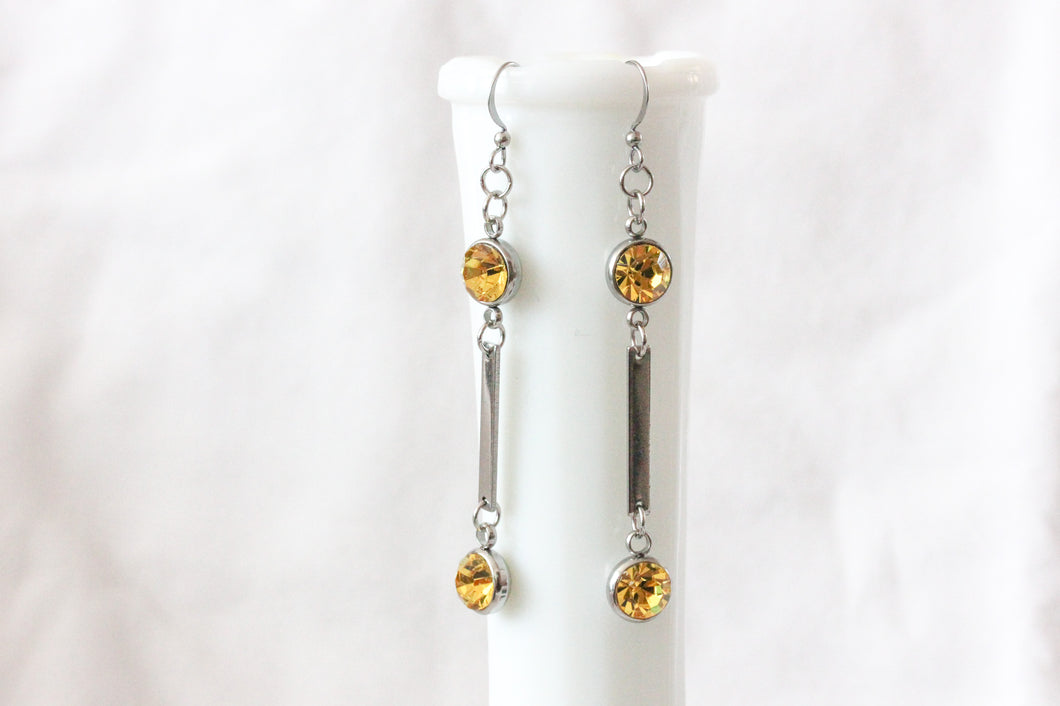Stainless steel dangle earrings - yellow