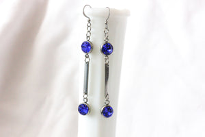 Stainless steel dangle earrings - cobalt blue