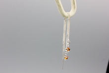 Load image into Gallery viewer, Sterling silver thread earrings with amber crystals
