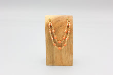 Load image into Gallery viewer, Double piercing chain earrings - gold/coral
