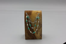 Load image into Gallery viewer, Double piercing chain earrings - silver/turquoise