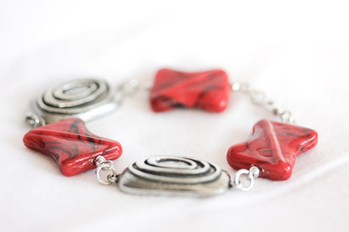 Red ceramic twist bracelet