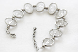 Oval silver frame bracelet-black/white