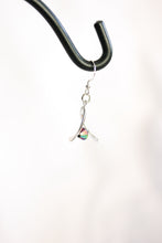 Load image into Gallery viewer, Mini ribbon twist earrings - silver with AB rainbow crystals