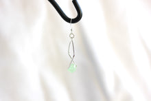 Load image into Gallery viewer, Twisted angle earrings - silver with green crystals