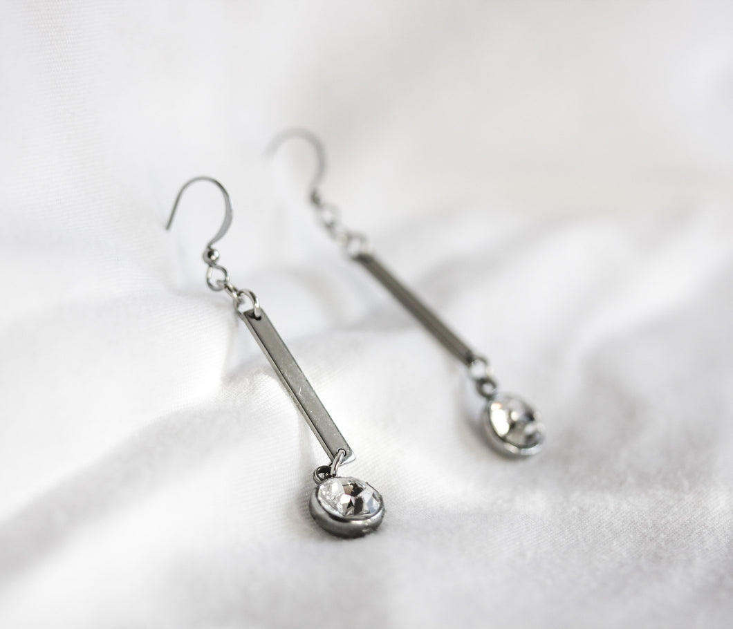 Stainless steel and crystal earrings