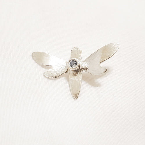 Sapphire dragonfly .999 fine silver pendant
