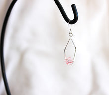 Load image into Gallery viewer, Twisted angle earrings - silver with blush pink crystals
