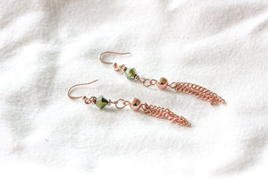 Rose gold and crystal tassel earrings