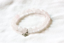 Load image into Gallery viewer, Rose quartz gemstone charm bracelet - stainless steel charm